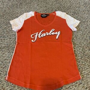Harley-Davidson Red and White Short Sleeve Tee